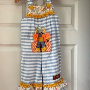 Millie Jay Girls Scarecrow Appliqué Romper 24mos